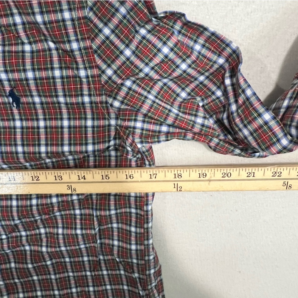 Ralph Lauren Boy Blue Red Button Down Size Medium - Picture 6 of 8